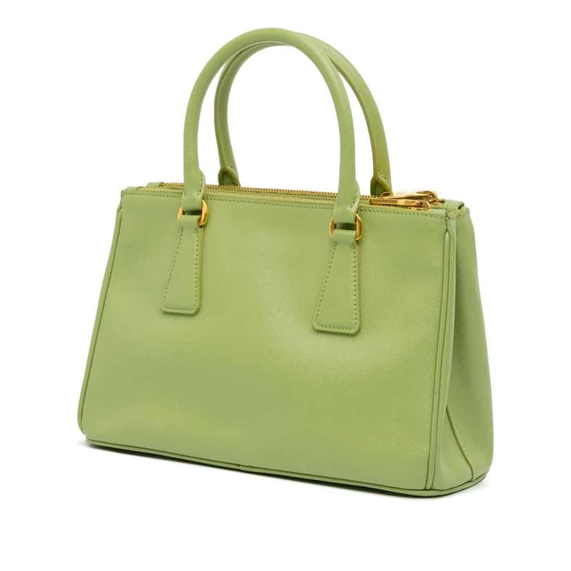 Prada Mini Saffiano Lux Galleria Double Zip Satchel Green Leather Good condition - Back View