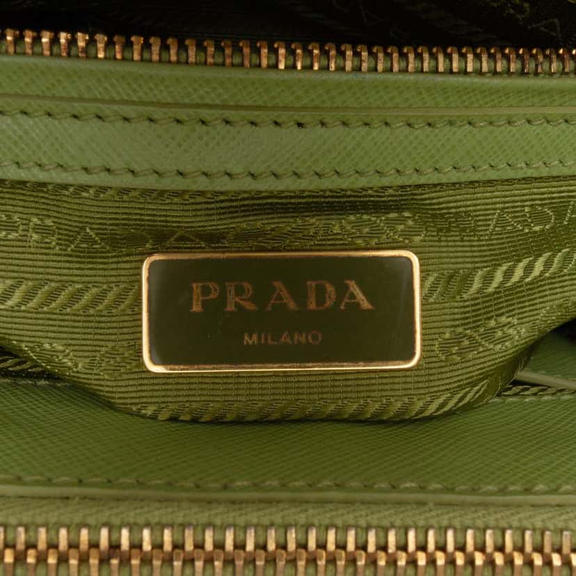 Prada Mini Saffiano Lux Galleria Double Zip Satchel Green Leather Good condition - Box View