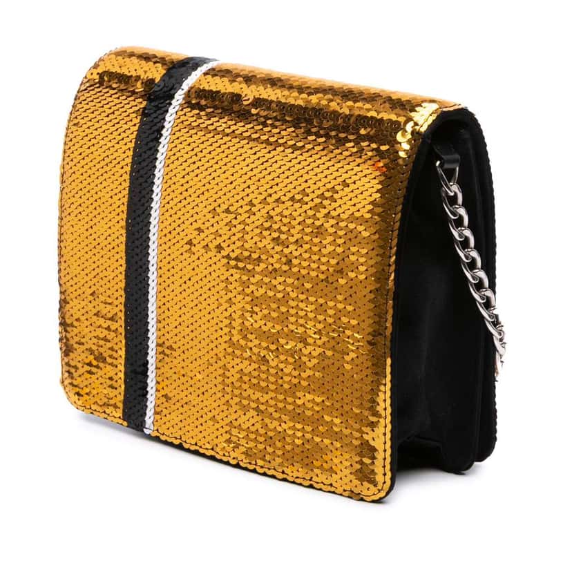 Prada Paillettes Baiadera Crossbody Gold Satin Good condition - Back View