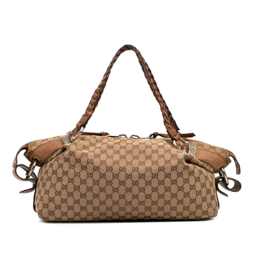 Gucci Medium GG Canvas Bamboo Bar Tote Brown Canvas Good condition - Front View
