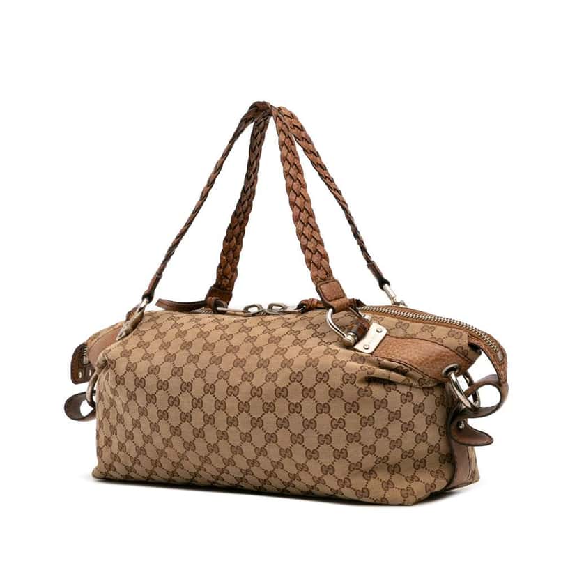Gucci Medium GG Canvas Bamboo Bar Tote Brown Canvas Good condition - Back View