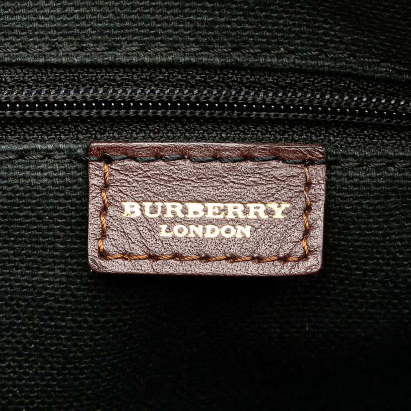 Burberry Haymarket Check Coated Canvas Tote Brown Canvas Good condition - Box View