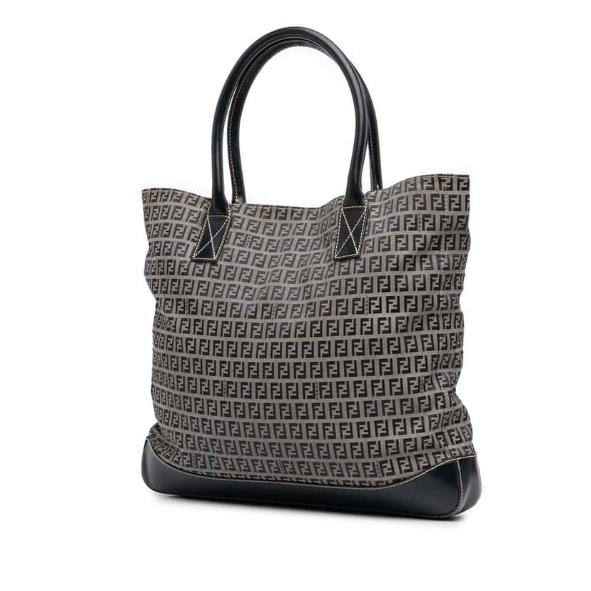 Fendi Zucchino Canvas Tote Grey Canvas Good condition - Back View