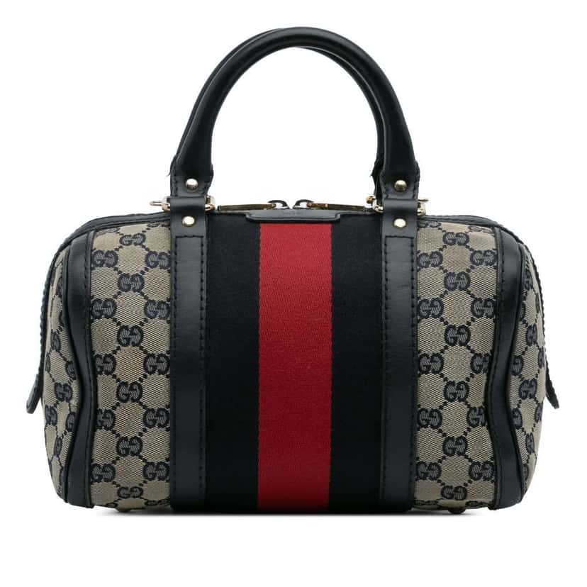 Gucci Small GG Canvas Web Joy Boston Bag Brown Canvas Fair condition - Front View