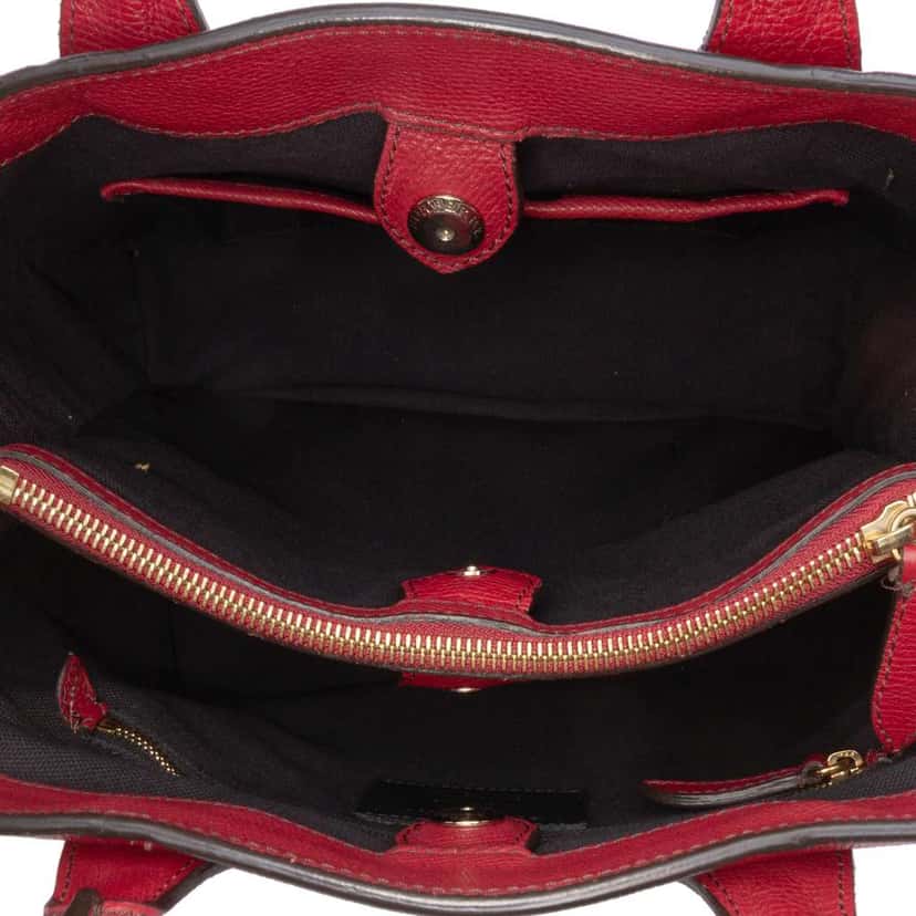 Burberry Medium Leather and House Check Banner Satchel Red Leather Good condition - Model View