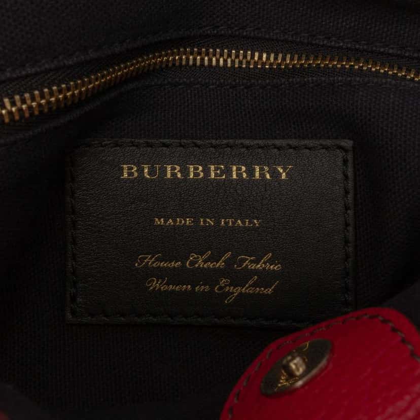Burberry Medium Leather and House Check Banner Satchel Red Leather Good condition - Box View