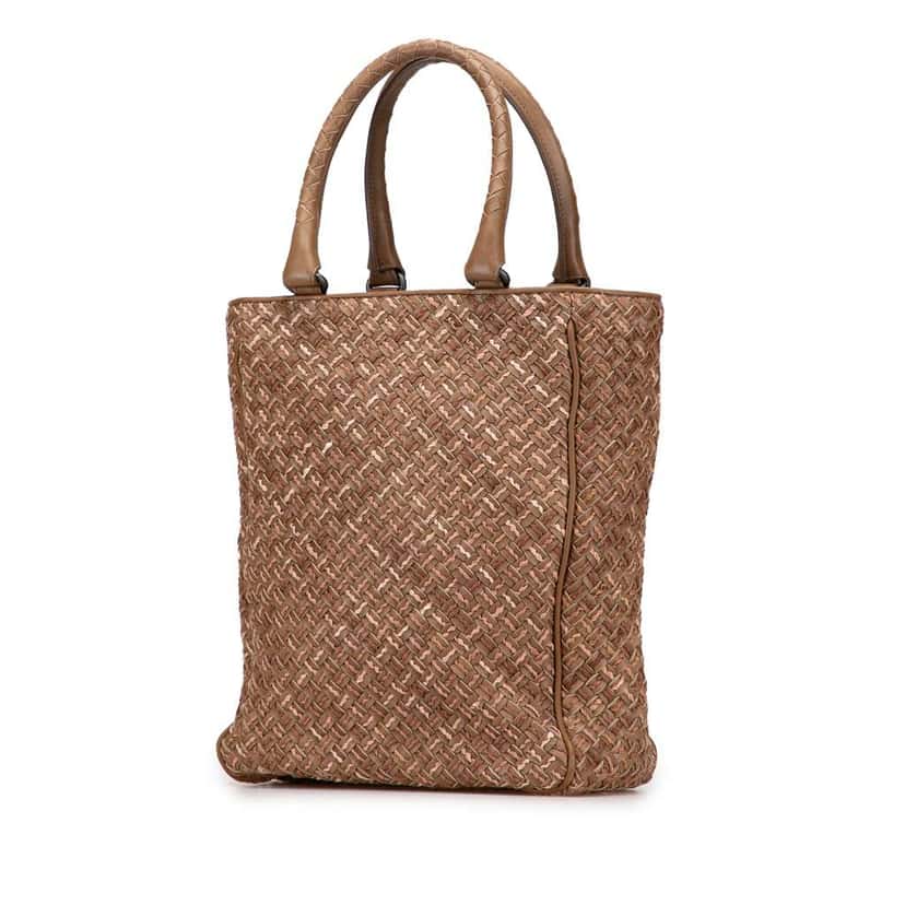 Bottega Veneta Calfskin Intrecciato Paglia Tote Brown Leather Very good condition - Back View