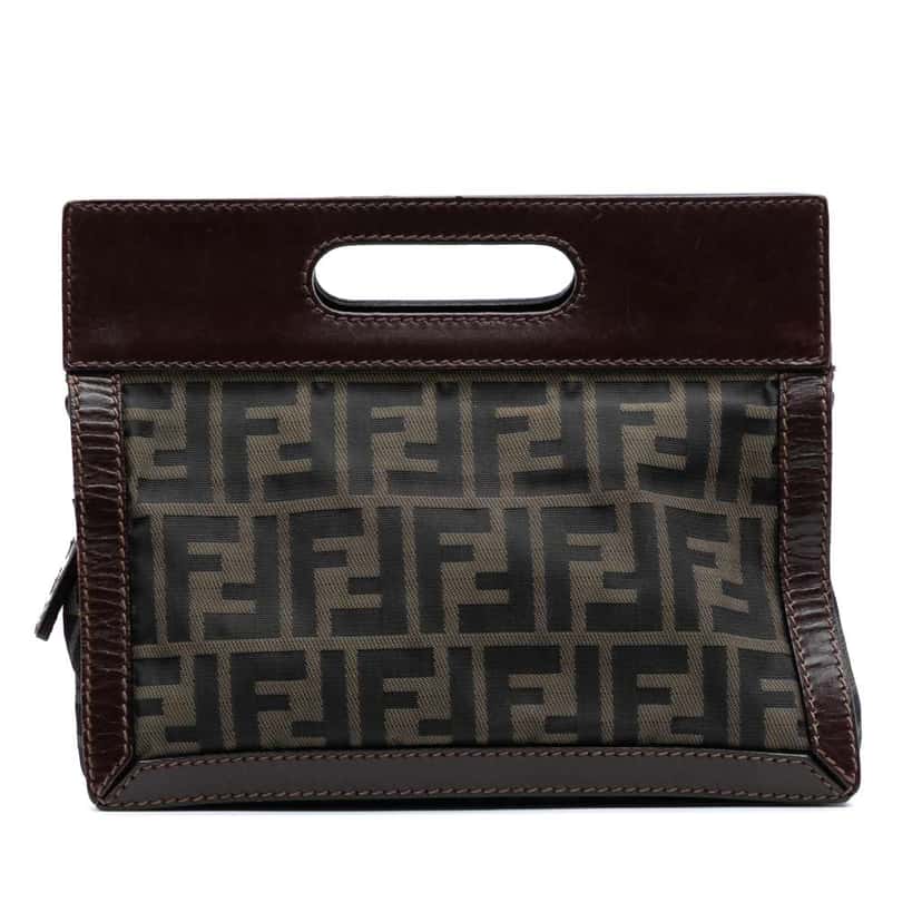 Fendi Mini Zucca Canvas Peekaboo Defender Brown Canvas Fair condition - Front View