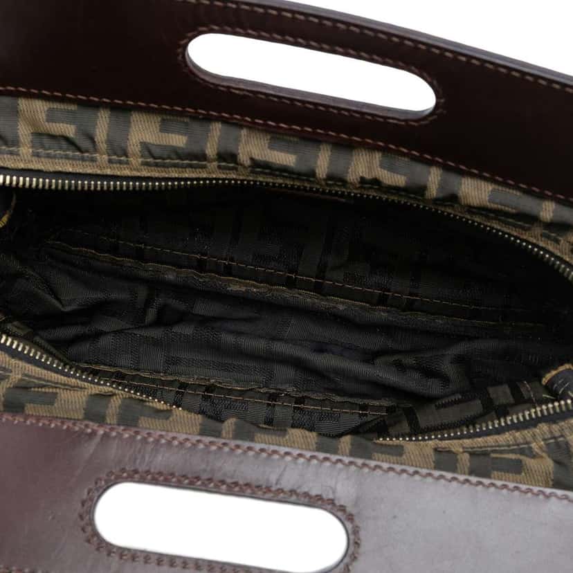 Fendi Mini Zucca Canvas Peekaboo Defender Brown Canvas Fair condition - Model View