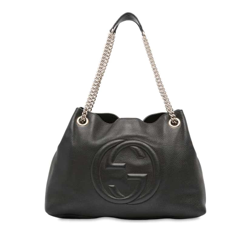 Gucci Medium Leather Soho Chain Tote Black Leather Good condition - Front View