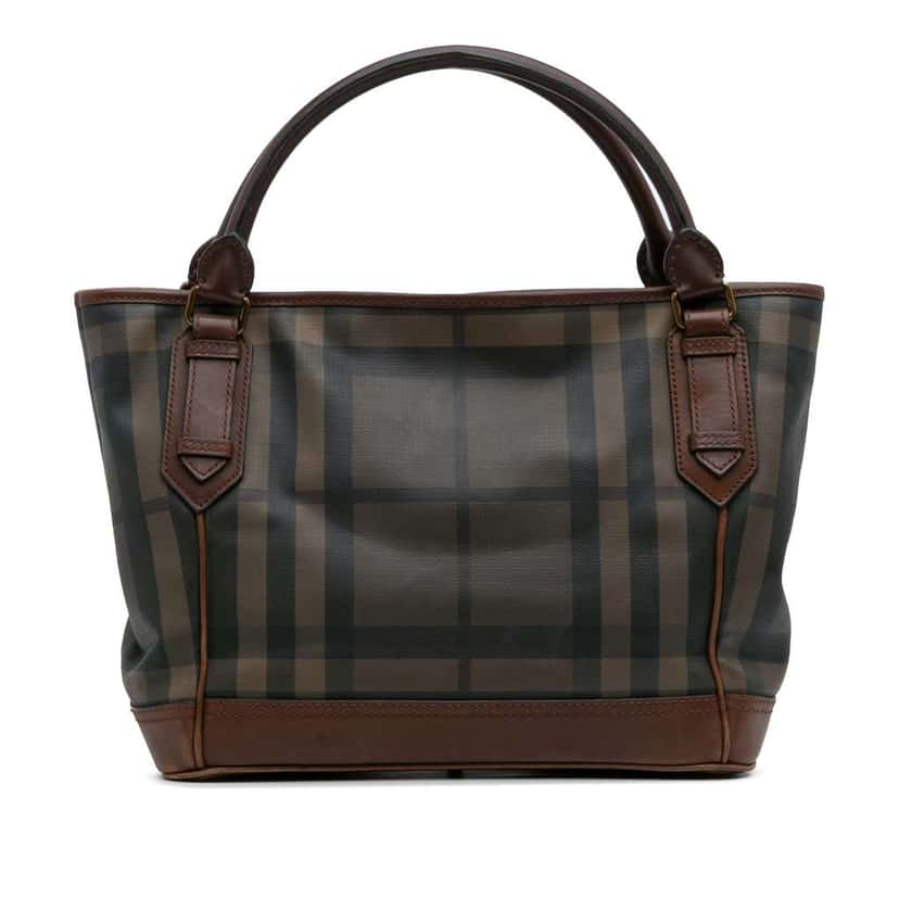 Burberry Smoked Check Coated Canvas Handbag Brown Canvas Good condition - Front View