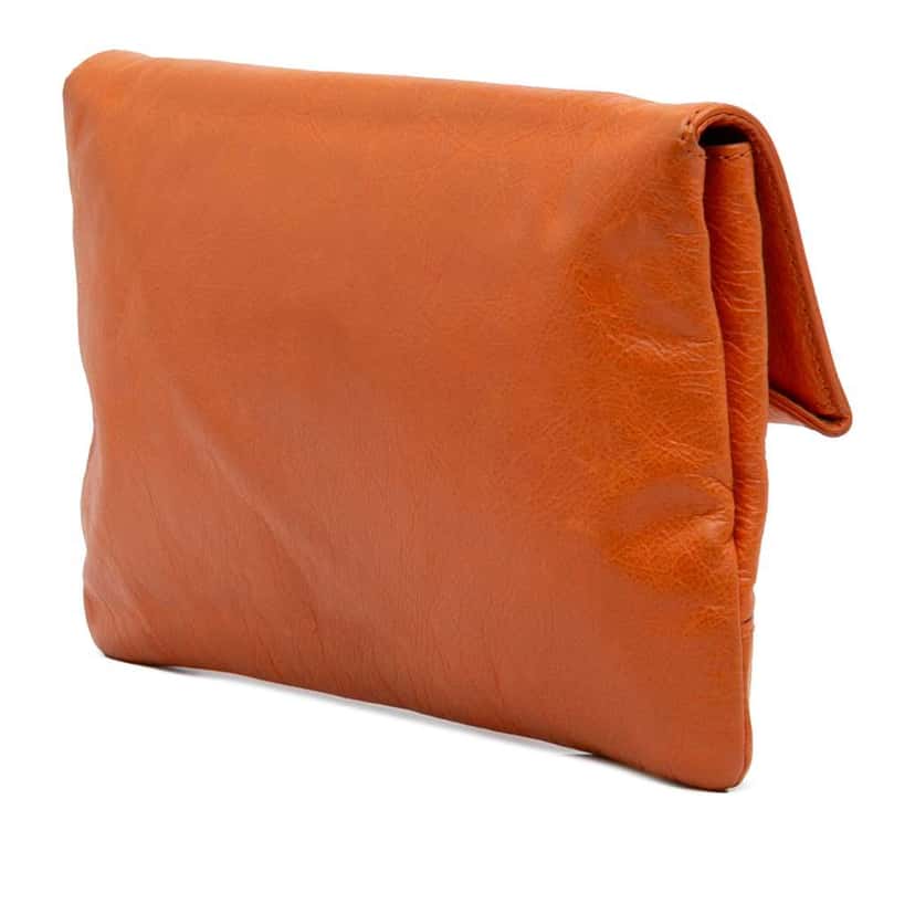 Balenciaga Lambskin Motocross Giant 12 Envelope Clutch Orange Leather Good condition - Back View