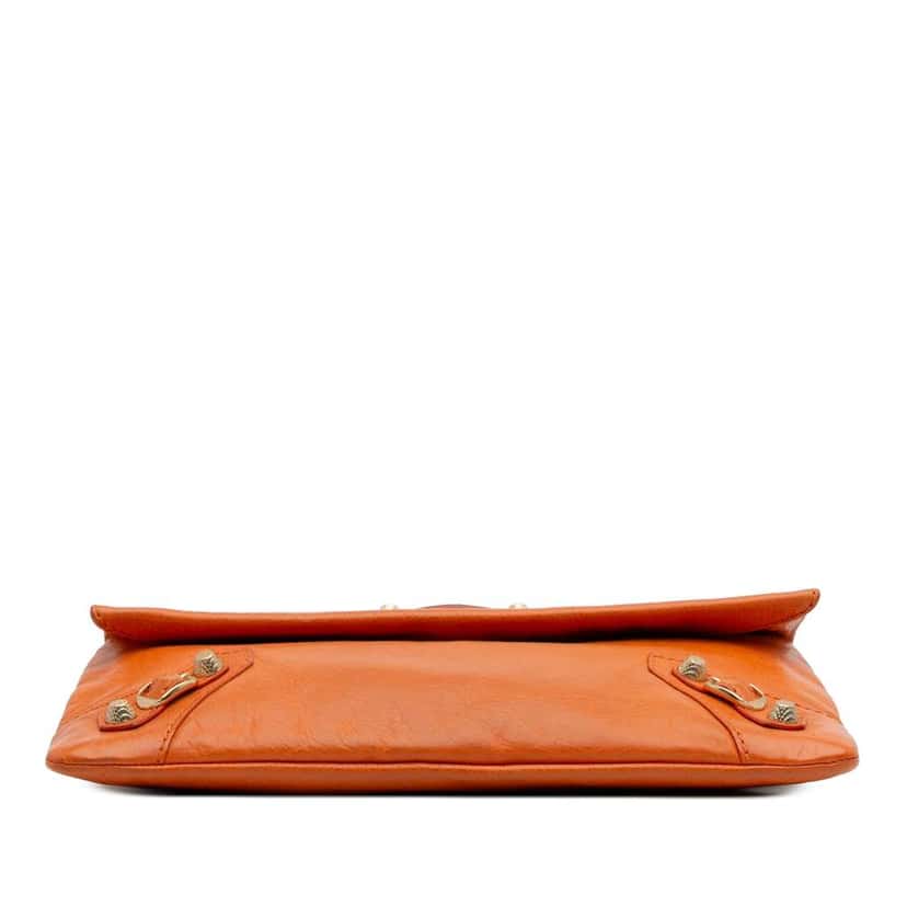 Balenciaga Lambskin Motocross Giant 12 Envelope Clutch Orange Leather Good condition - Inside View