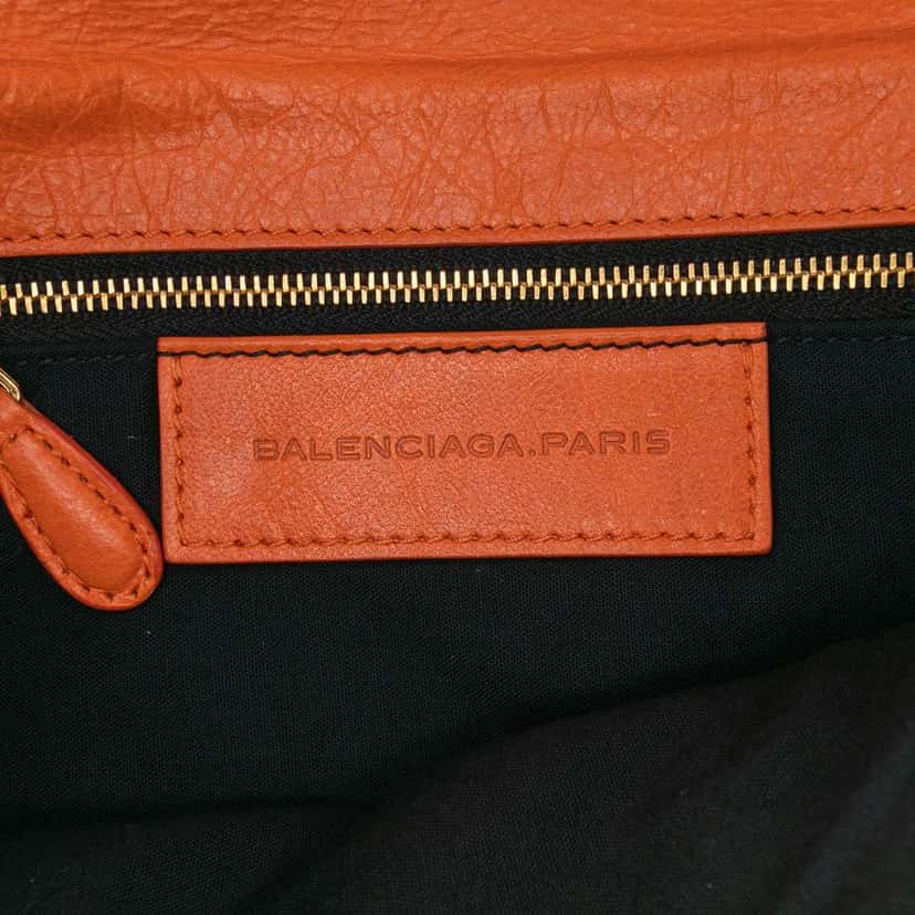Balenciaga Lambskin Motocross Giant 12 Envelope Clutch Orange Leather Good condition - Box View