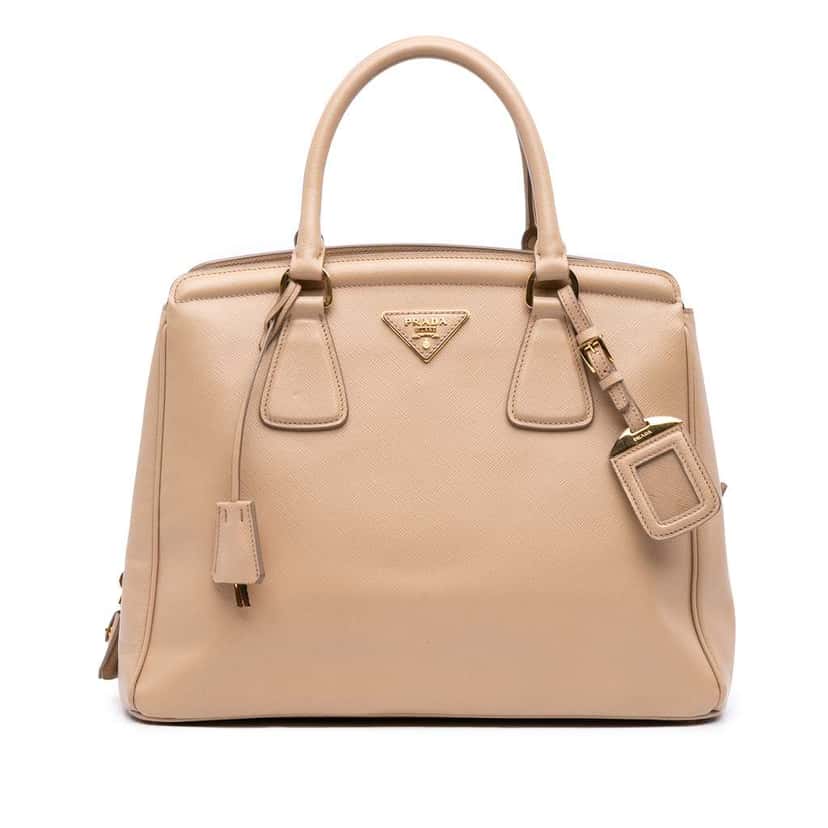 Prada Saffiano Lux Parabole Tote Brown Leather Good condition - Front View