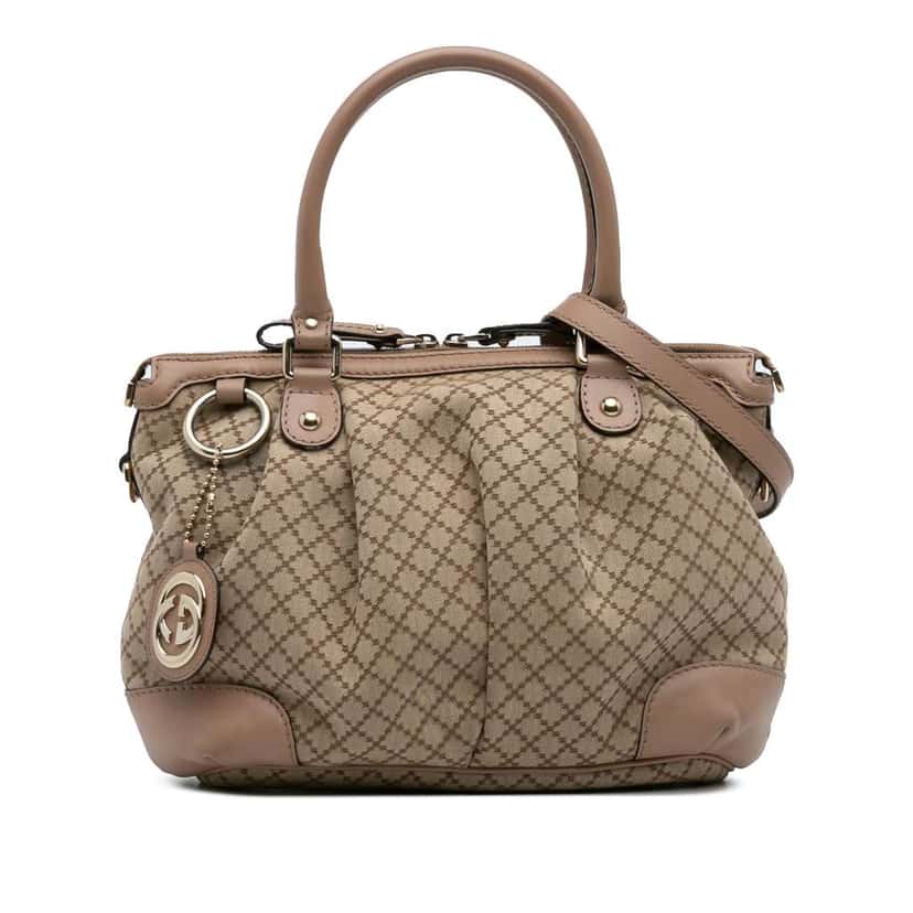Gucci Diamante Canvas Sukey Satchel Brown Canvas Good condition - Front View