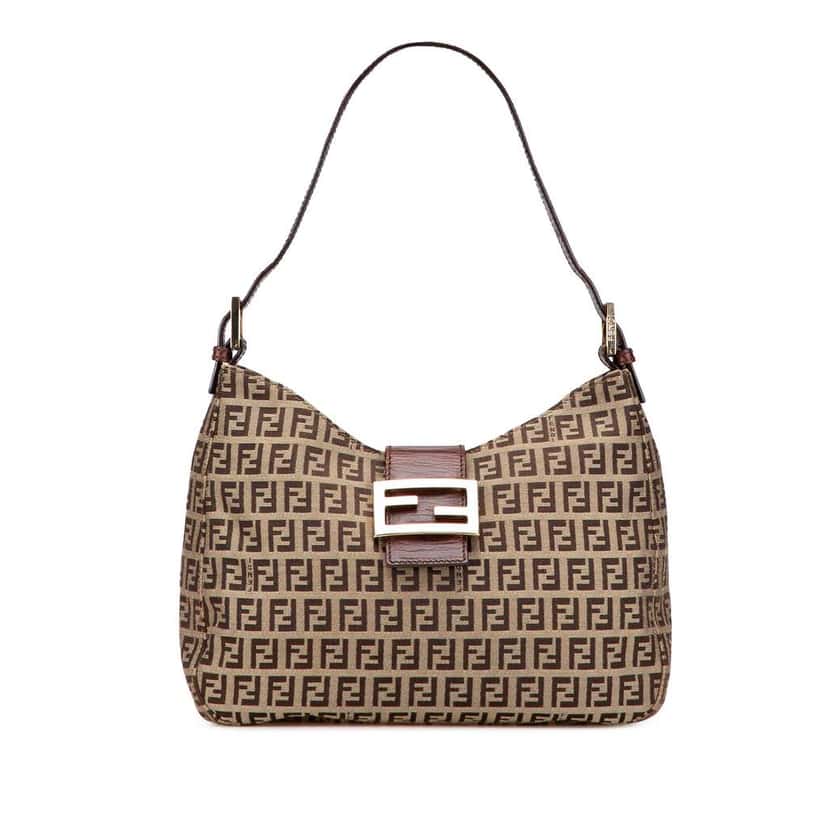Fendi Zucchino Canvas Shoulder Bag Brown Canvas Good condition - Front View