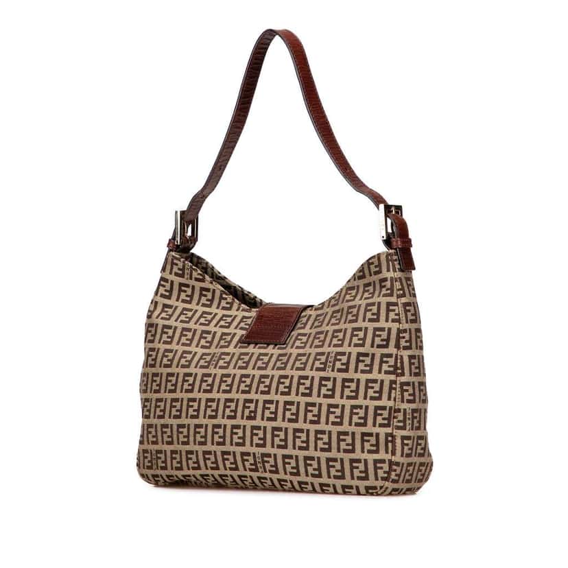 Fendi Zucchino Canvas Shoulder Bag Brown Canvas Good condition - Back View