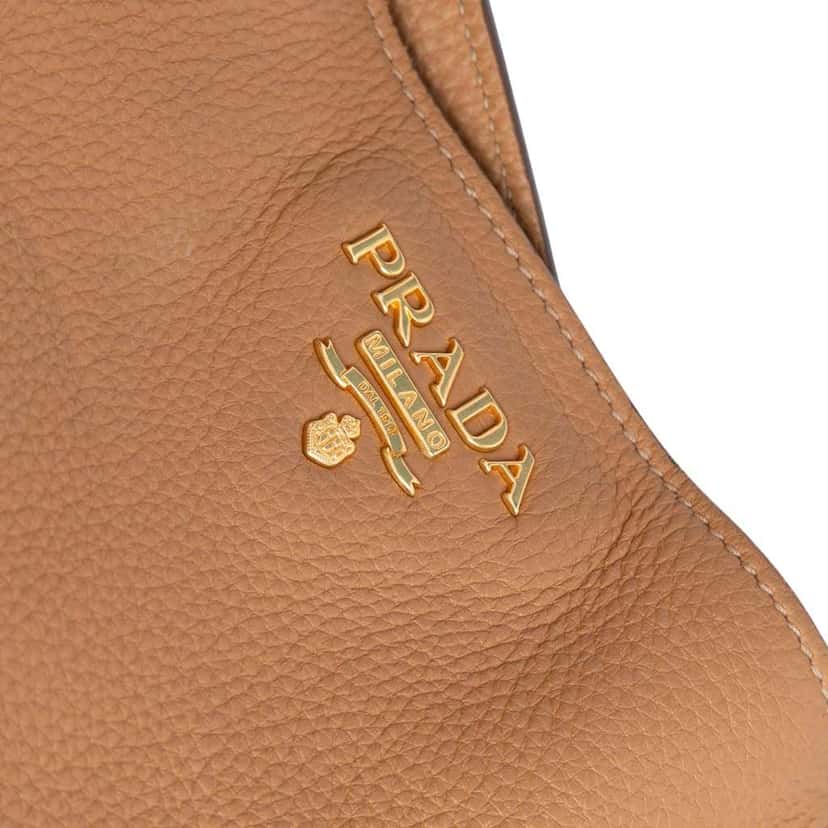 Prada Vitello Daino Double Pocket Tote Brown Leather Good condition - Box View