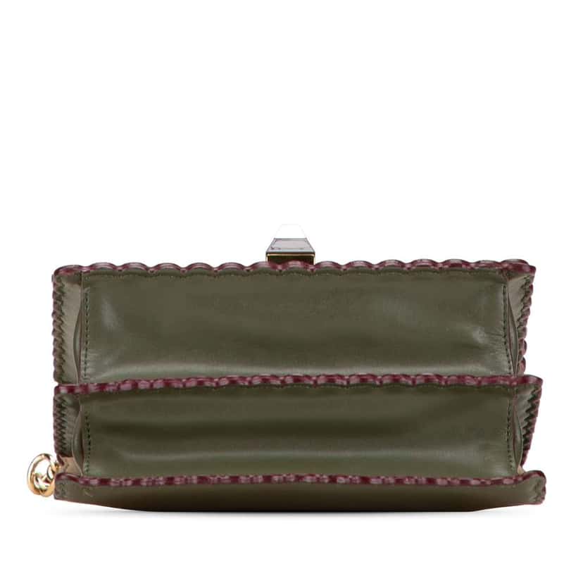 Fendi Small Scalloped Leather Kan I Crossbody Green Leather Good condition - Inside View