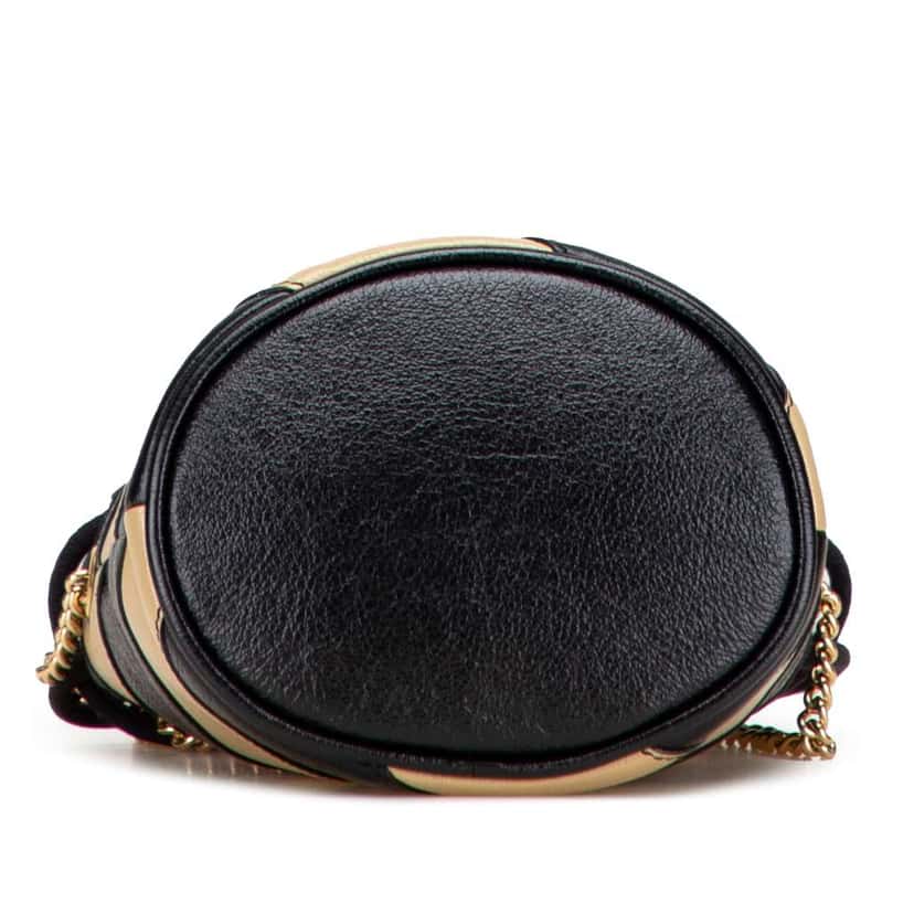 Gucci Mini Calfskin Diagonal Striped Zumi Bucket Bag Black Leather Good condition - Inside View