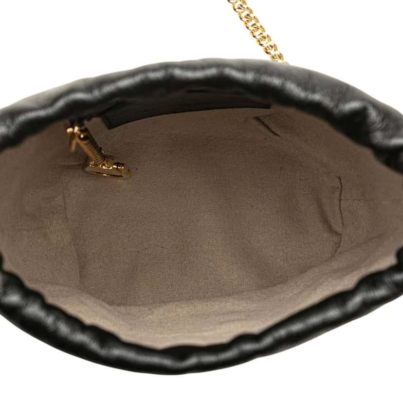 Gucci Mini Calfskin Diagonal Striped Zumi Bucket Bag Black Leather Good condition - Model View
