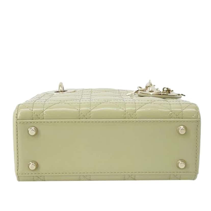 Dior Mini Patent Cannage Lady Dior Green Leather Good condition - Inside View