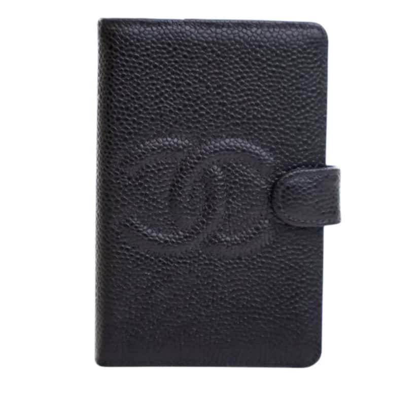 Chanel CC Caviar Ring Agenda Notebook Black Leather Good condition - Front View