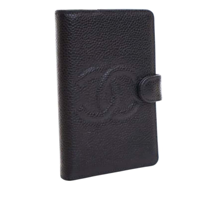 Chanel CC Caviar Ring Agenda Notebook Black Leather Good condition - Inside View