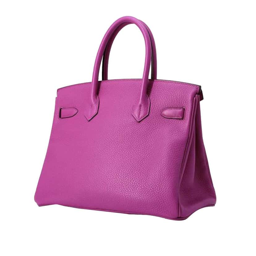 Hermès Clemence Birkin Retourne 30 Pink Leather Good condition - Back View