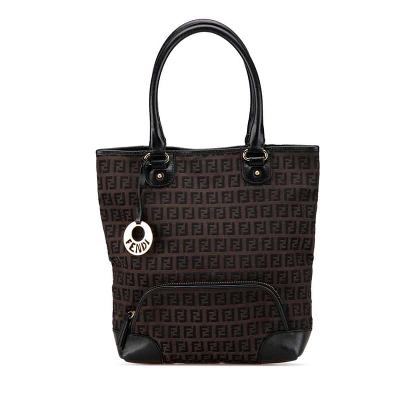 Fendi Zucchino Canvas Chef Front Pocket Shopping Tote Brown Canvas Good condition - Front View