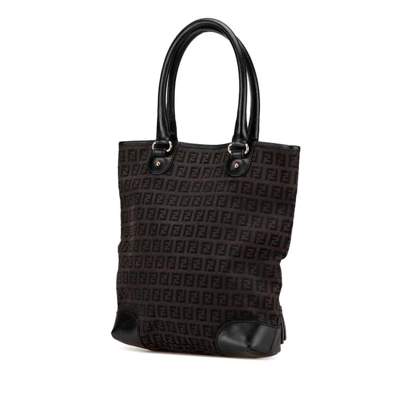 Fendi Zucchino Canvas Chef Front Pocket Shopping Tote Brown Canvas Good condition - Back View