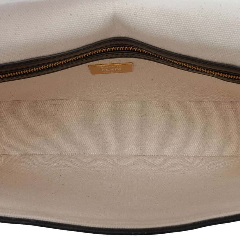 Fendi Chinese Valentines Day Zucca Embroidered Canvas Baguette Satchel Brown Canvas Good condition - Model View