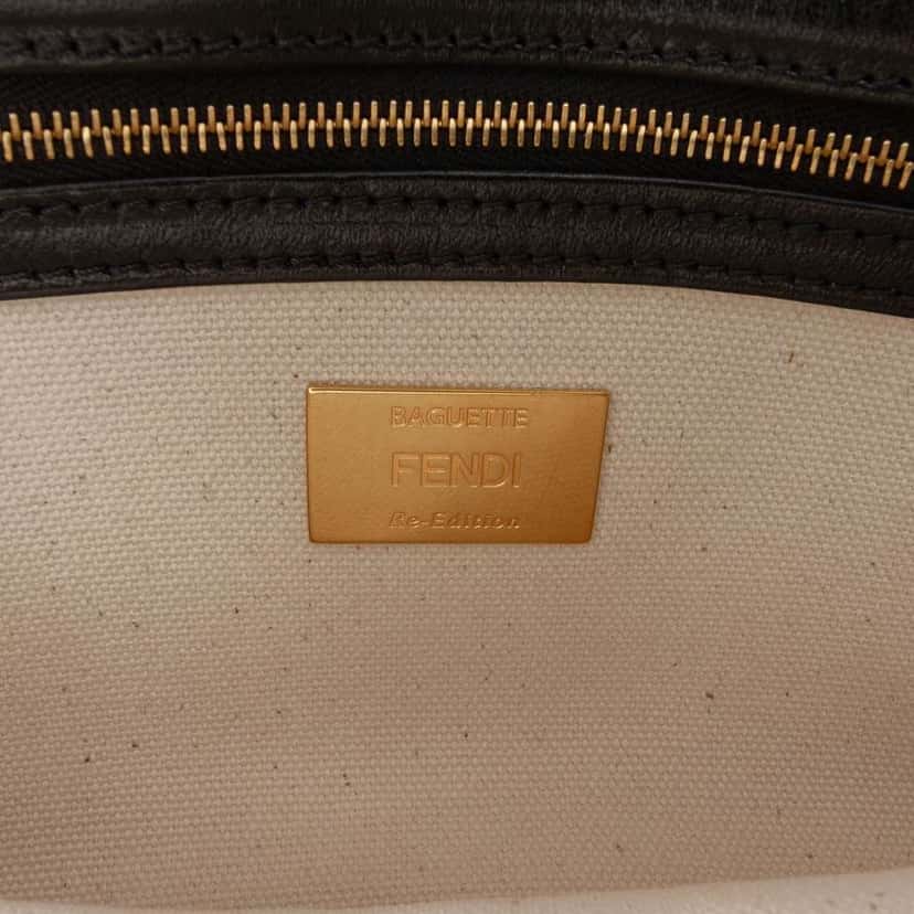 Fendi Chinese Valentines Day Zucca Embroidered Canvas Baguette Satchel Brown Canvas Good condition - Box View