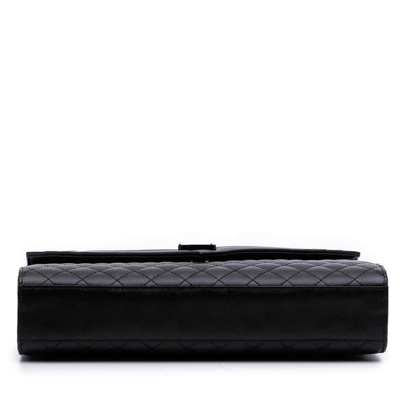 Saint Laurent Large Grain De Poudre Triquilt Monogram Envelope Bag Black Leather Good condition - Inside View