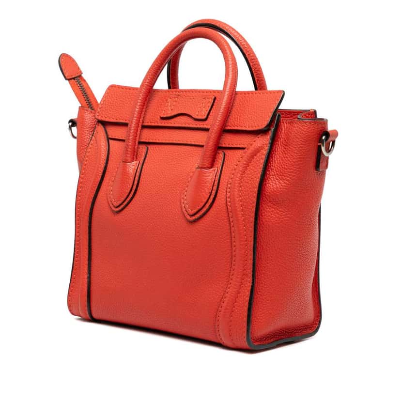 Celine Nano Leather Luggage Tote Orange Leather Good condition - Back View