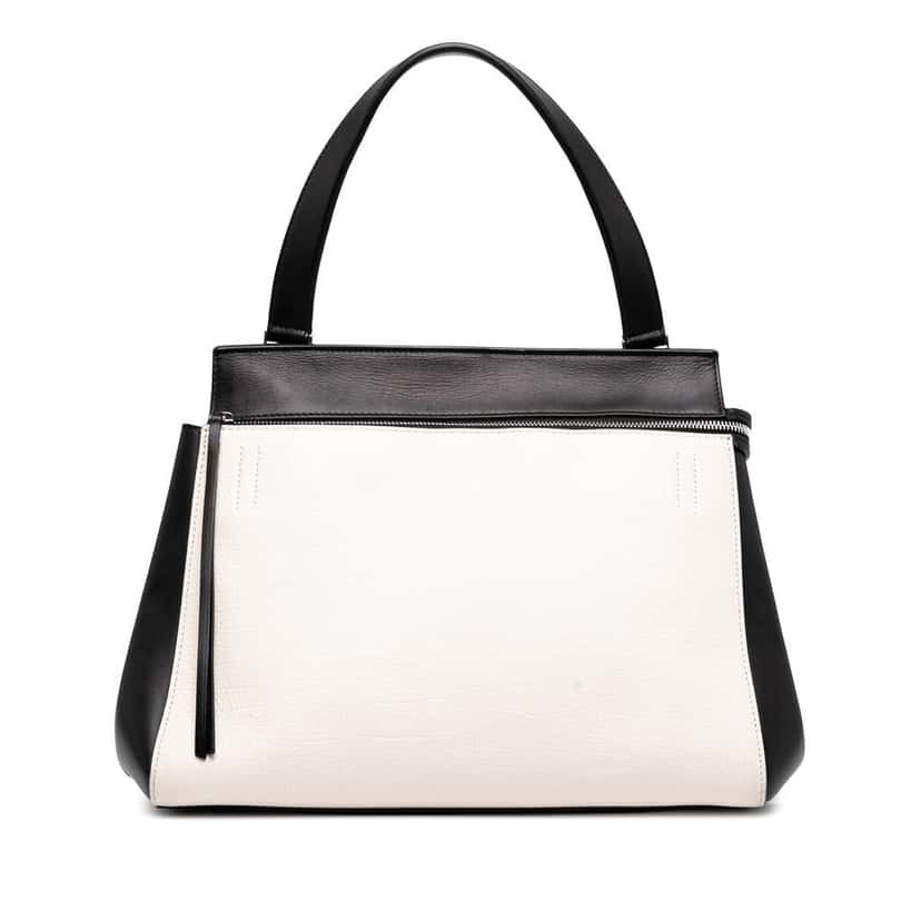 Celine Medium Bicolor Leather Edge Handbag White Leather Good condition - Front View