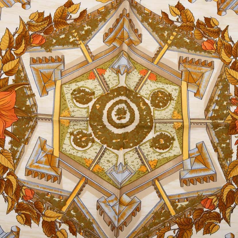 Hermès Au Pays de Cocagne Silk Scarf Orange Silk Good condition - Back View