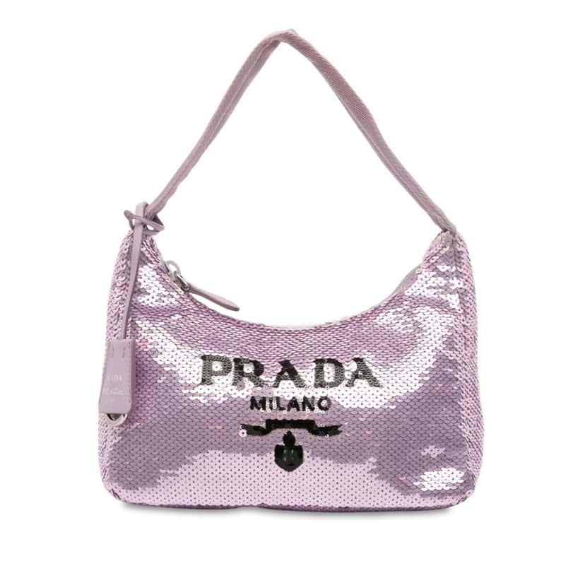 Prada Mini Re Nylon Paillettes Sequin Re Edition 2000 Shoulder Bag Purple Good condition - Front View