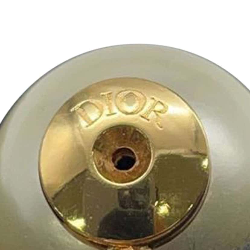 Dior Gold Plated Faux Pearl Logo and Star Tribales Drop Push Back Earrings White Good condition - Box View