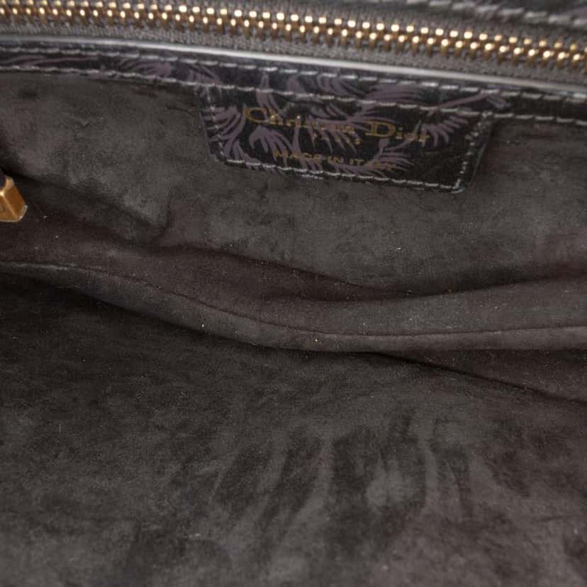 Dior Embossed Calfskin Jardin Botanique Saddle Bag Black Leather Good condition - Model View