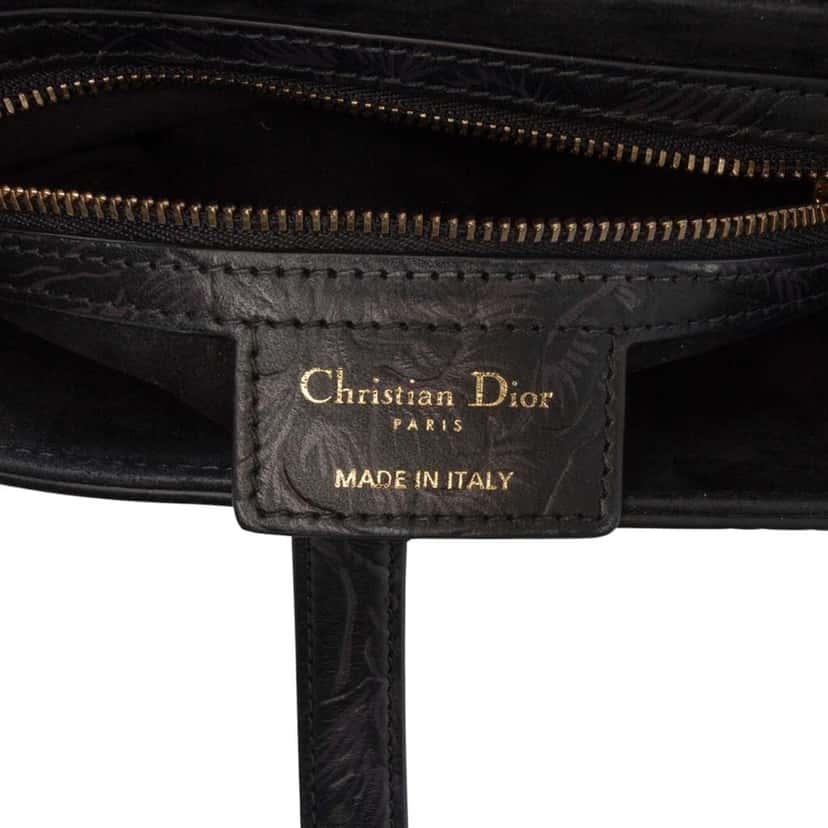 Dior Embossed Calfskin Jardin Botanique Saddle Bag Black Leather Good condition - Box View