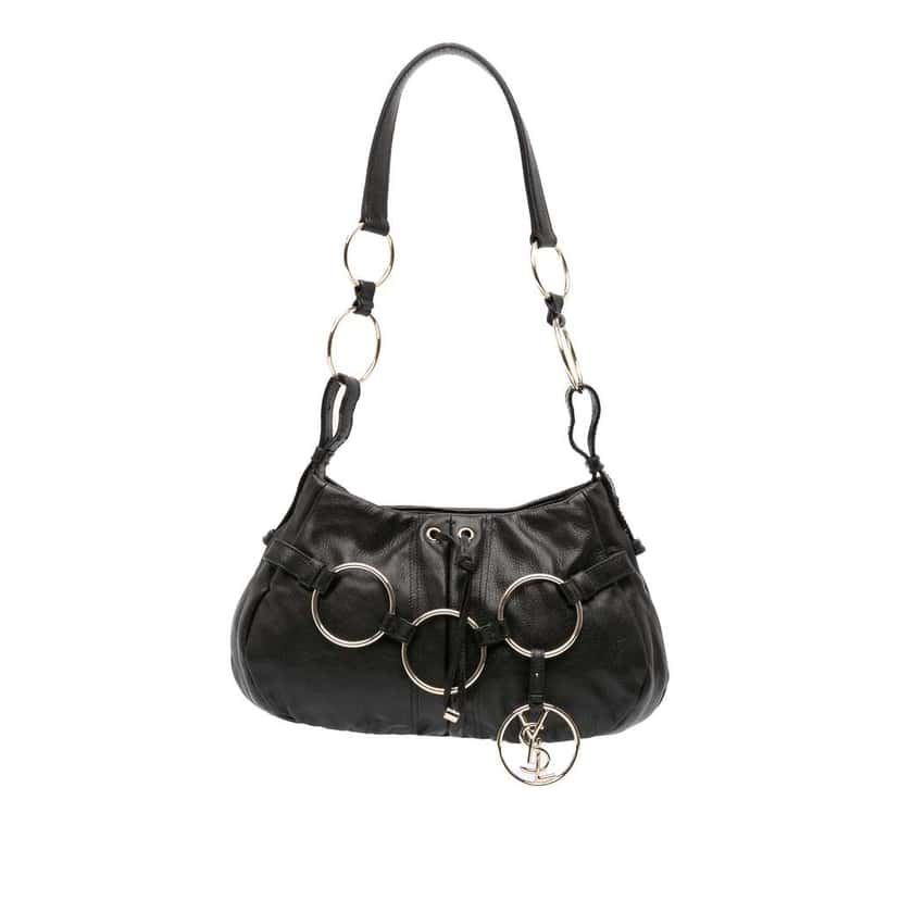 Saint Laurent Calfskin Saharienne Shoulder bag Black Leather Good condition - Front View