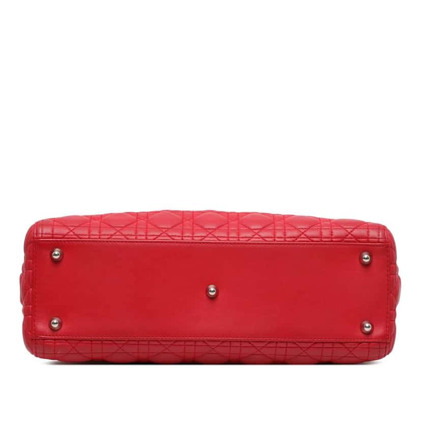 Dior Large Lambskin Cannage Lady Dior Red Leather Good condition - Inside View