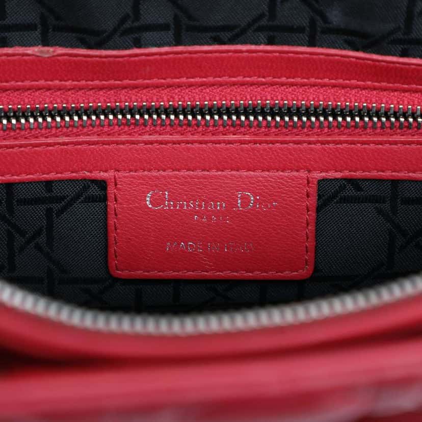 Dior Large Lambskin Cannage Lady Dior Red Leather Good condition - Box View