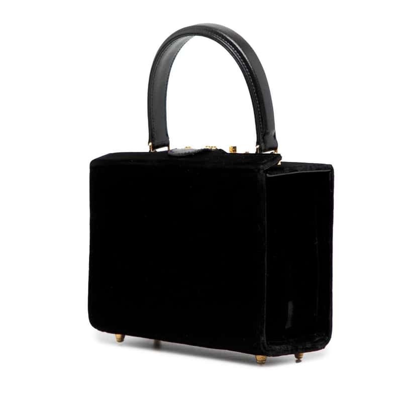 Fendi Velvet Push Lock Box Satchel Black Velvet Very good condition - Back View
