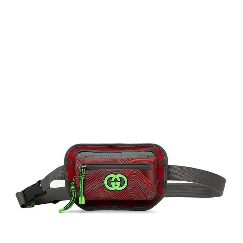 Gucci GG Nylon and Rubber Belt Bag Red Good condition - Front View