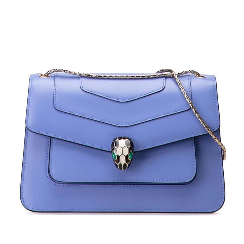 Bvlgari Medium Calfskin Serpenti Forever Shoulder Bag Purple Leather Good condition - Front View