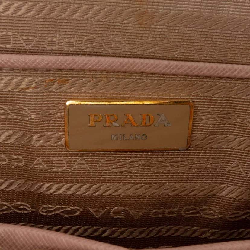 Prada Saffiano Lux Double Handle Shopping Tote Brown Leather Good condition - Box View