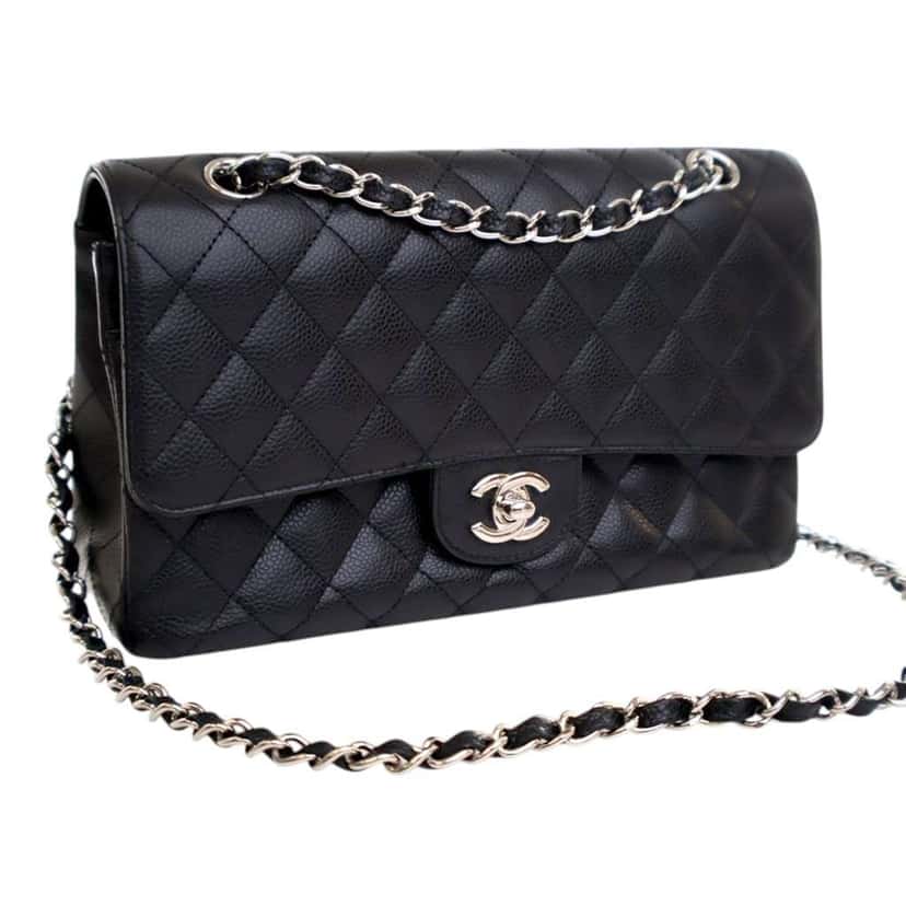 Chanel Medium Classic Caviar Double Flap Black Leather Good condition - Back View